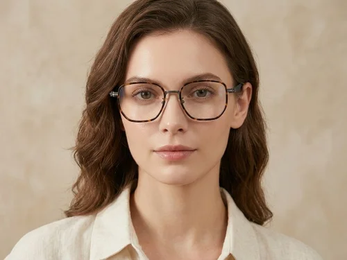 Lunettes géométriques en titane écaille de tortue #BS1913-0398