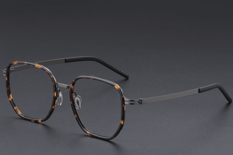 Geometric Tortoiseshell Titanium Glasses #BS1913-0398