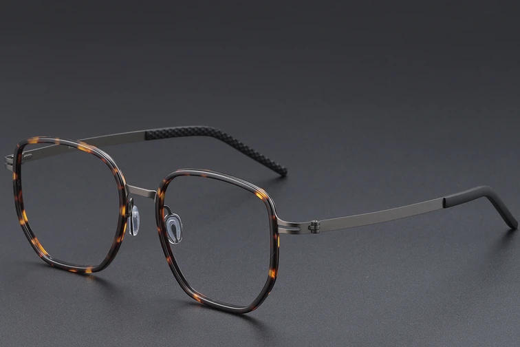 Geometric Tortoiseshell Titanium Glasses #BS1913-0398