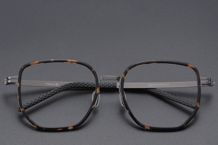 Geometric Tortoiseshell Titanium Glasses #BS1913-0398