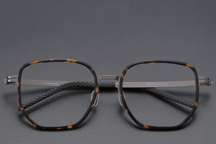 Geometric Tortoiseshell Titanium Glasses #BS1913-0398
