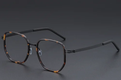 Lunettes géométriques en titane écaille de tortue #BS1913-0399