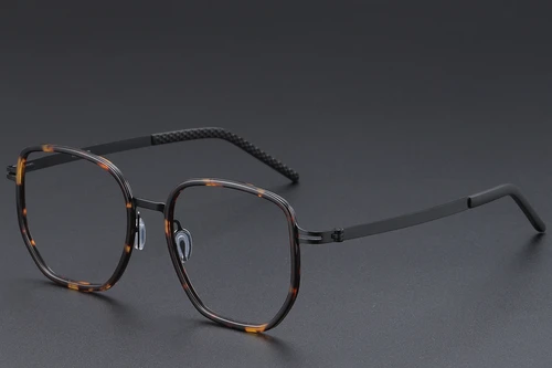 Gafas geométricas de titanio con diseño de carey n.° BS1913-0399