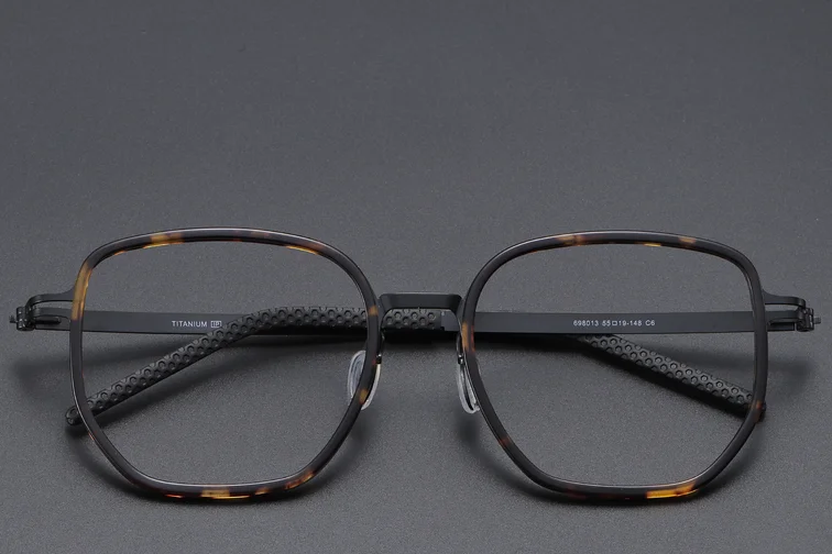 Geometric Tortoiseshell Titanium Glasses #BS1913-0399