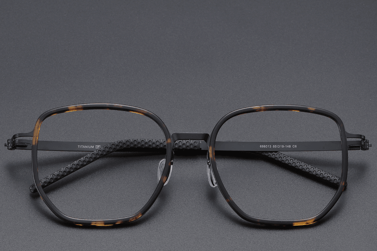 Geometric Tortoiseshell Titanium Glasses #BS1913-0399