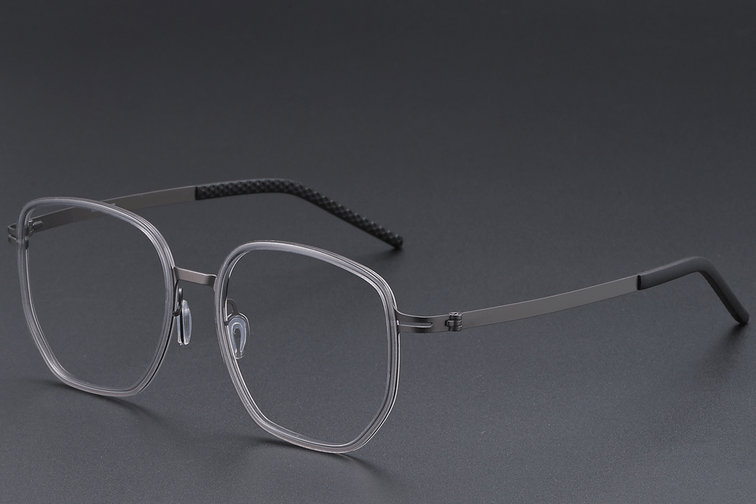 Occhiali in titanio grigio geometrico #BS1913-0400