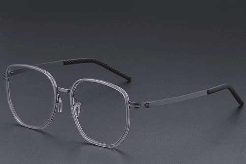 Lunettes géométriques en titane gris #BS1913-0400