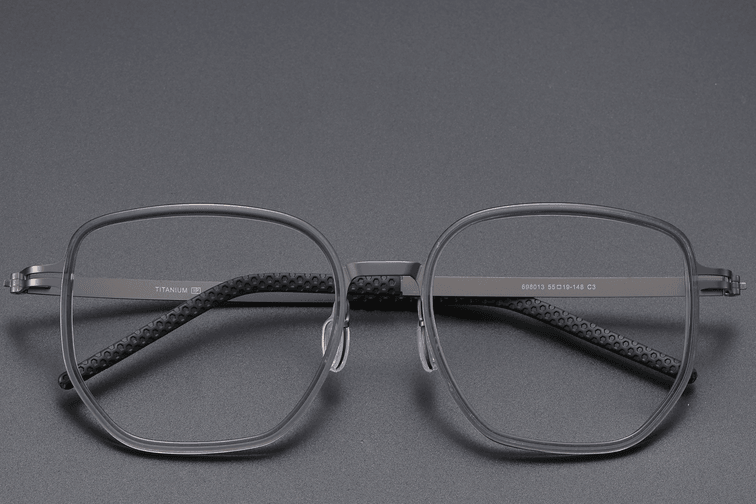 Geometrisch graue Titanbrille #BS1913-0400