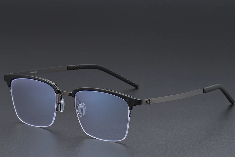 Occhiali semi-senza montatura in titanio nero #BS1913-0401