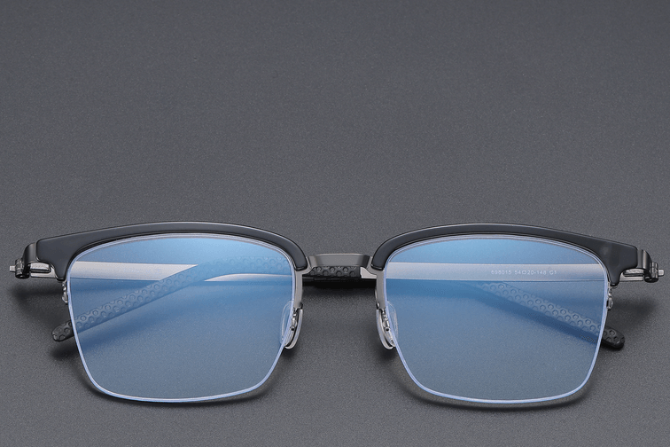 Semi-rimless Black Titanium Glasses #BS1913-0401
