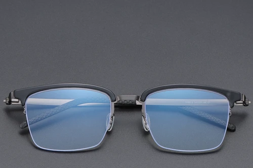 Lunettes semi-cerclées en titane noir #BS1913-0401