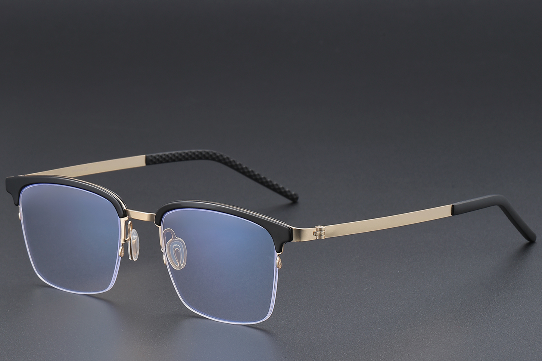 Gafas de titanio negro semi al aire #BS1913-0402