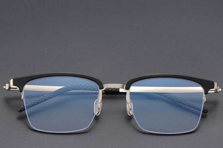 Semi-rimless Black Titanium Glasses #BS1913-0402