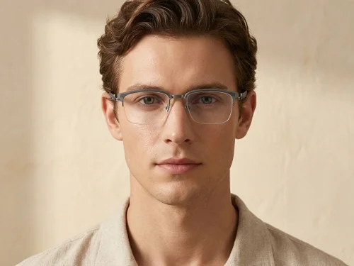 Lunettes semi-cerclées en titane gris #BS1913-0404