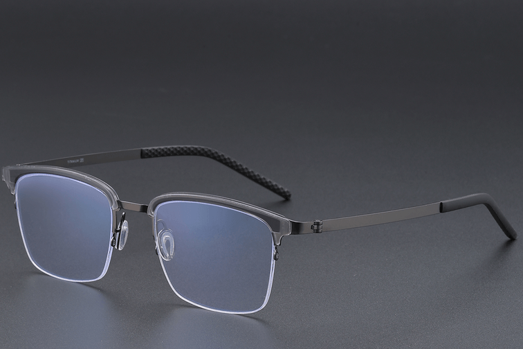 Halbrandlose graue Titanbrille #BS1913-0404