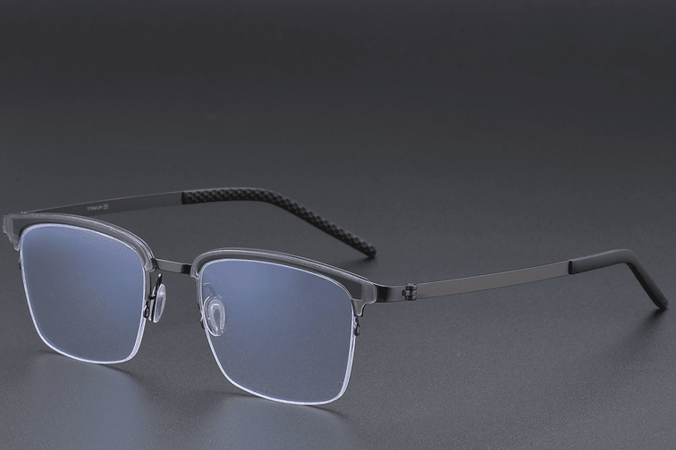 Semi-rimless Gray Titanium Glasses #BS1913-0404