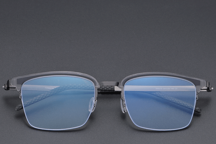 Halbrandlose graue Titanbrille #BS1913-0404