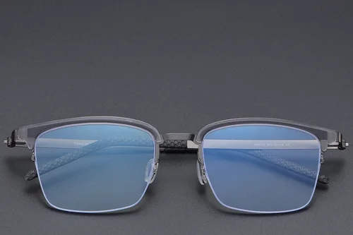Lunettes semi-cerclées en titane gris #BS1913-0404