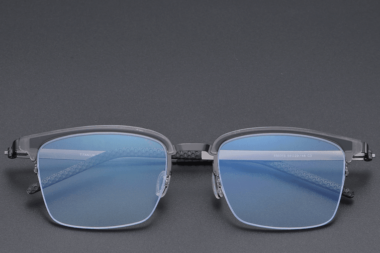 Semi-rimless Gray Titanium Glasses #BS1913-0404