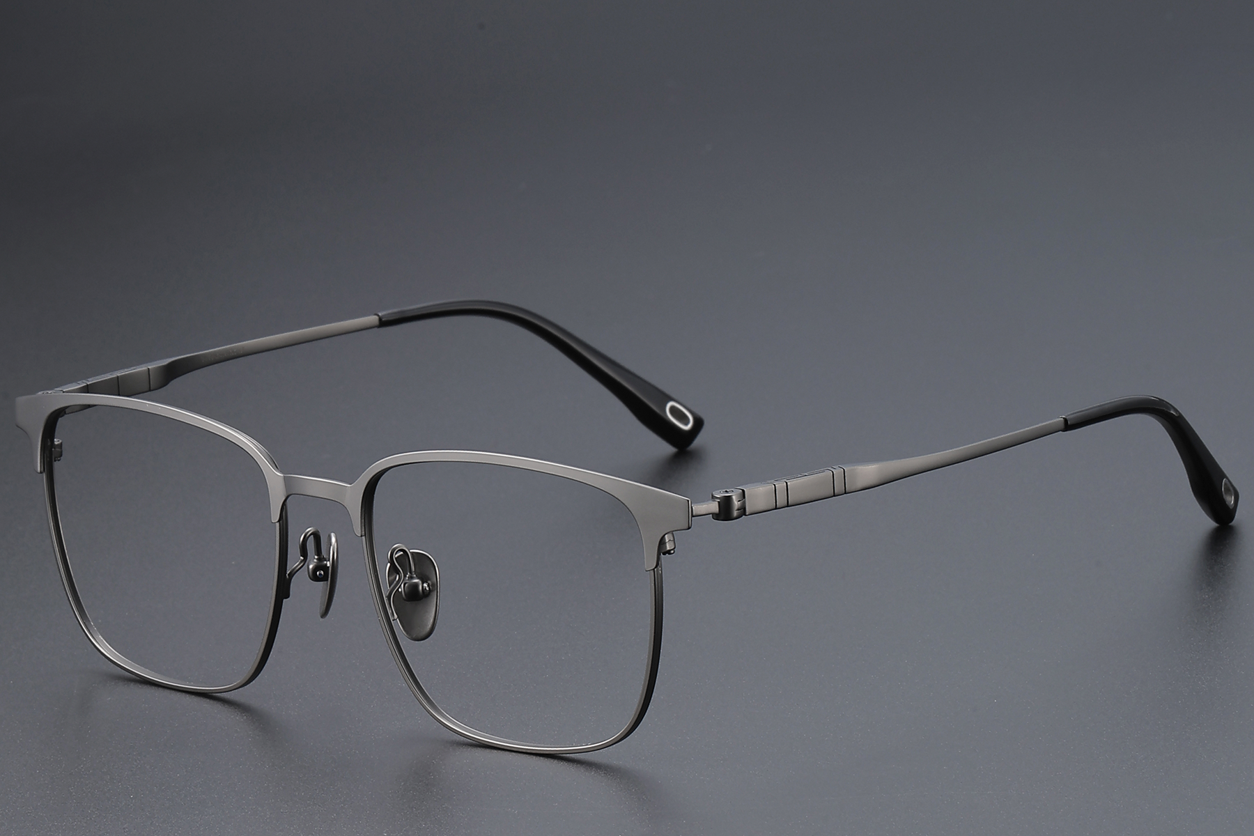 Rectangular Gray Titanium Glasses #BS1913-0405