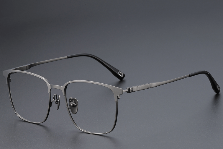 Gafas rectangulares de titanio gris #BS1913-0405