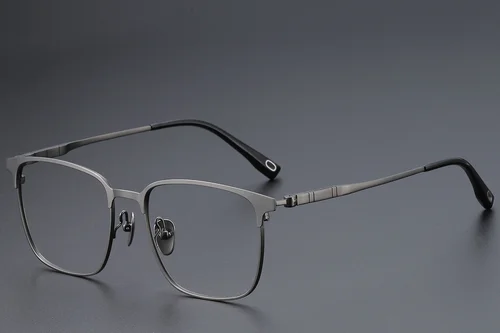 Lunettes rectangulaires en titane gris #BS1913-0405