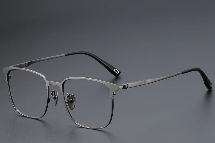 Gafas rectangulares de titanio gris #BS1913-0405