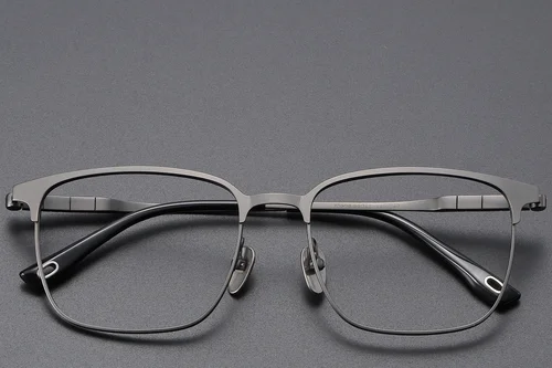 Lunettes rectangulaires en titane gris #BS1913-0405