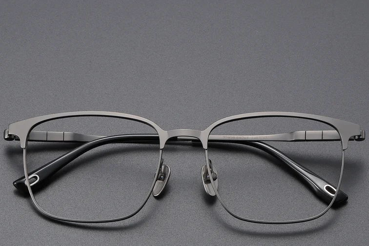 Gafas rectangulares de titanio gris #BS1913-0405