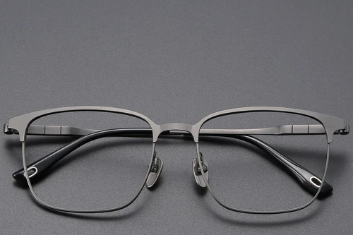 Rectangular Gray Titanium Glasses #BS1913-0405