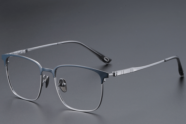 Rectangular Blue Titanium Glasses #BS1913-0406