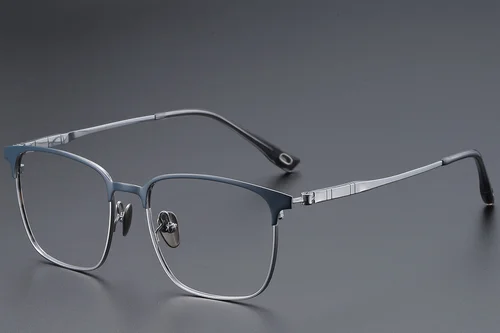 Lunettes rectangulaires en titane bleu #BS1913-0406