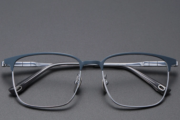 Rechteckige blaue Titanbrille #BS1913-0406