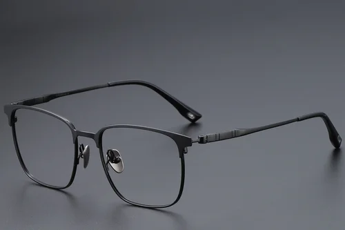 Lunettes rectangulaires en titane noir #BS1913-0407