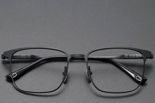 Lunettes rectangulaires en titane noir #BS1913-0407
