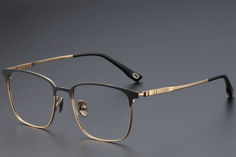 Rectangular Golden Titanium Glasses #BS1913-0408