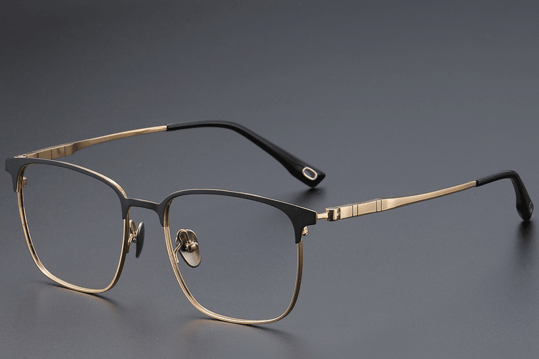 Rechteckige goldene Titanbrille #BS1913-0408
