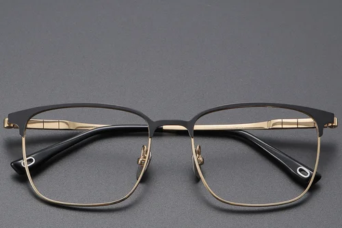 Lunettes rectangulaires en titane doré #BS1913-0408