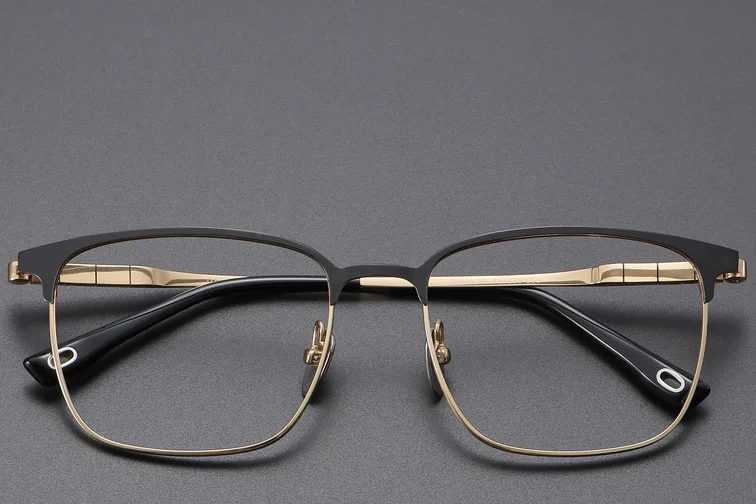 Lunettes rectangulaires en titane doré #BS1913-0408