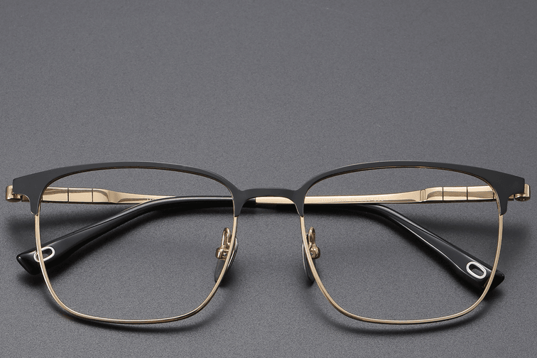 Rechteckige goldene Titanbrille #BS1913-0408