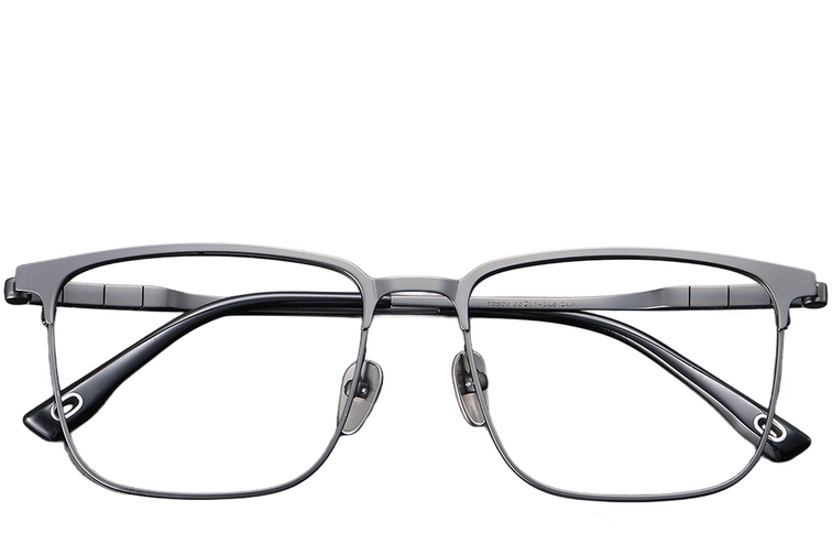 Gafas rectangulares de titanio gris #BS1913-0410