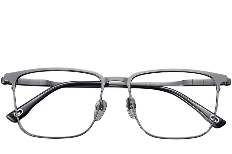 Gafas rectangulares de titanio gris #BS1913-0410