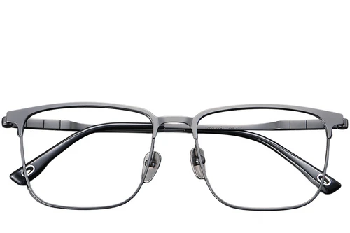 Rectangular Gray Titanium Glasses #BS1913-0410