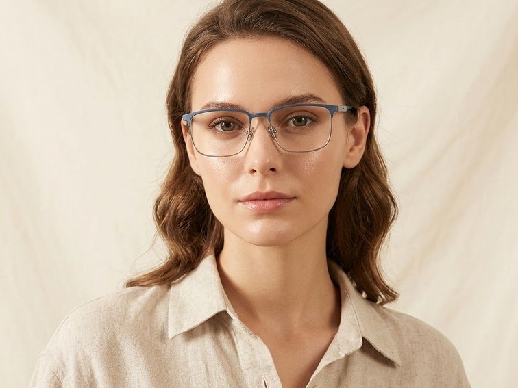 Rectangular Blue Titanium Glasses #BS1913-0411