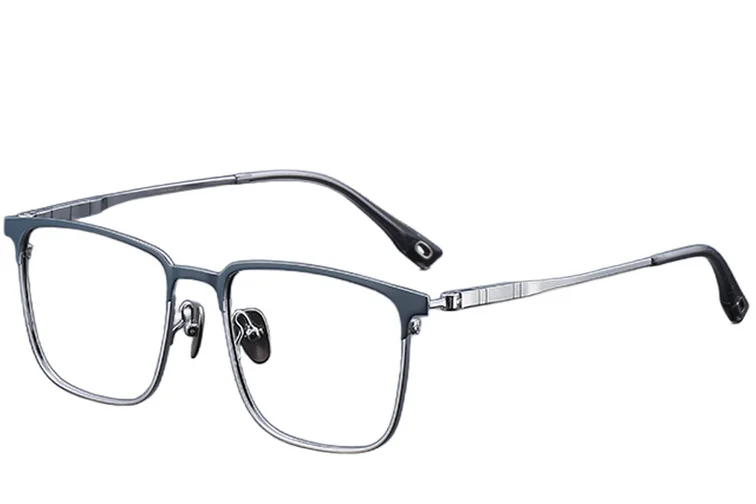 Rechteckige blaue Titanbrille #BS1913-0411
