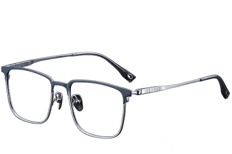 Rechteckige blaue Titanbrille #BS1913-0411
