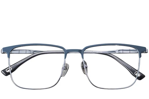 Lunettes rectangulaires en titane bleu #BS1913-0411