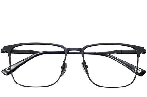 Lunettes rectangulaires en titane noir #BS1913-0412