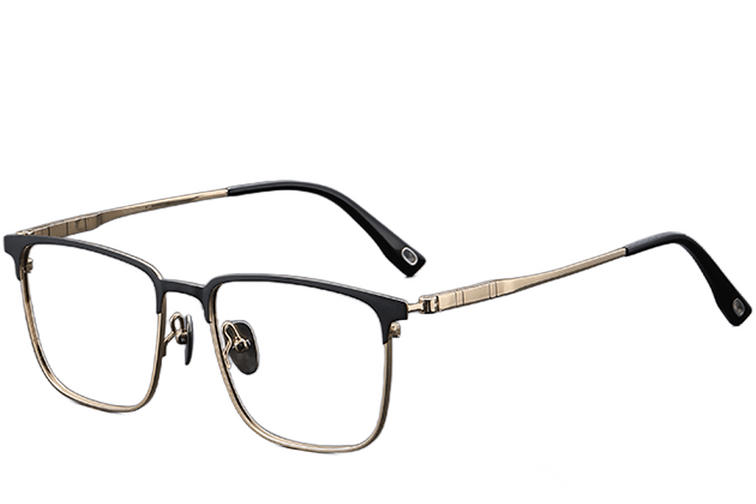 Rechteckige goldene Titanbrille #BS1913-0413