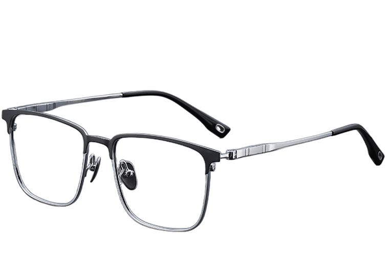 Lunettes rectangulaires en titane argenté #BS1913-0414